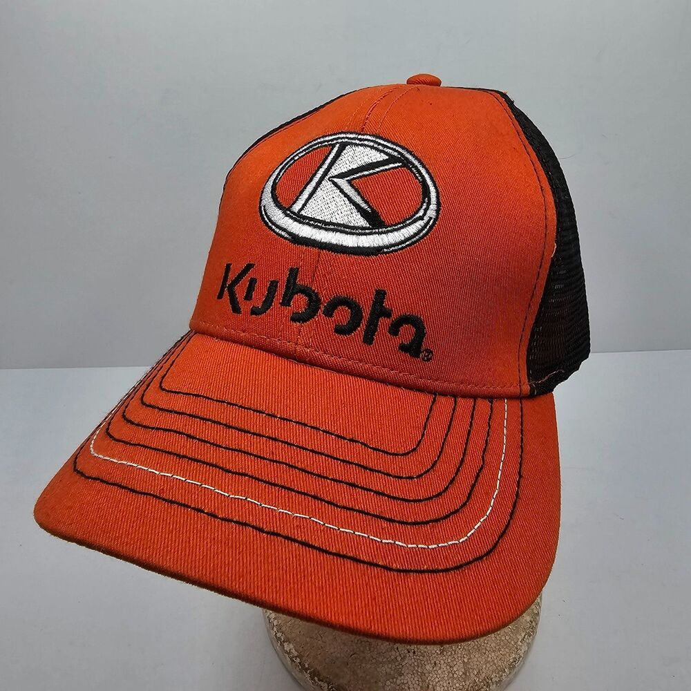 Kubota Tractor Mesh Trucker Hat K-Products Orange Black Hook Loop Cap Promo